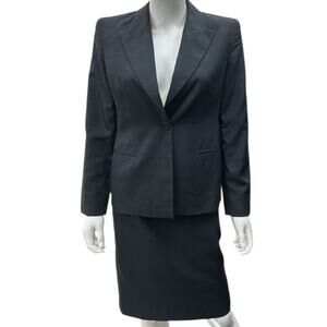MaxMara Charcoal Gray Blazer Skirt Suit Women's IT 40/US 6 Cotton Silk Career